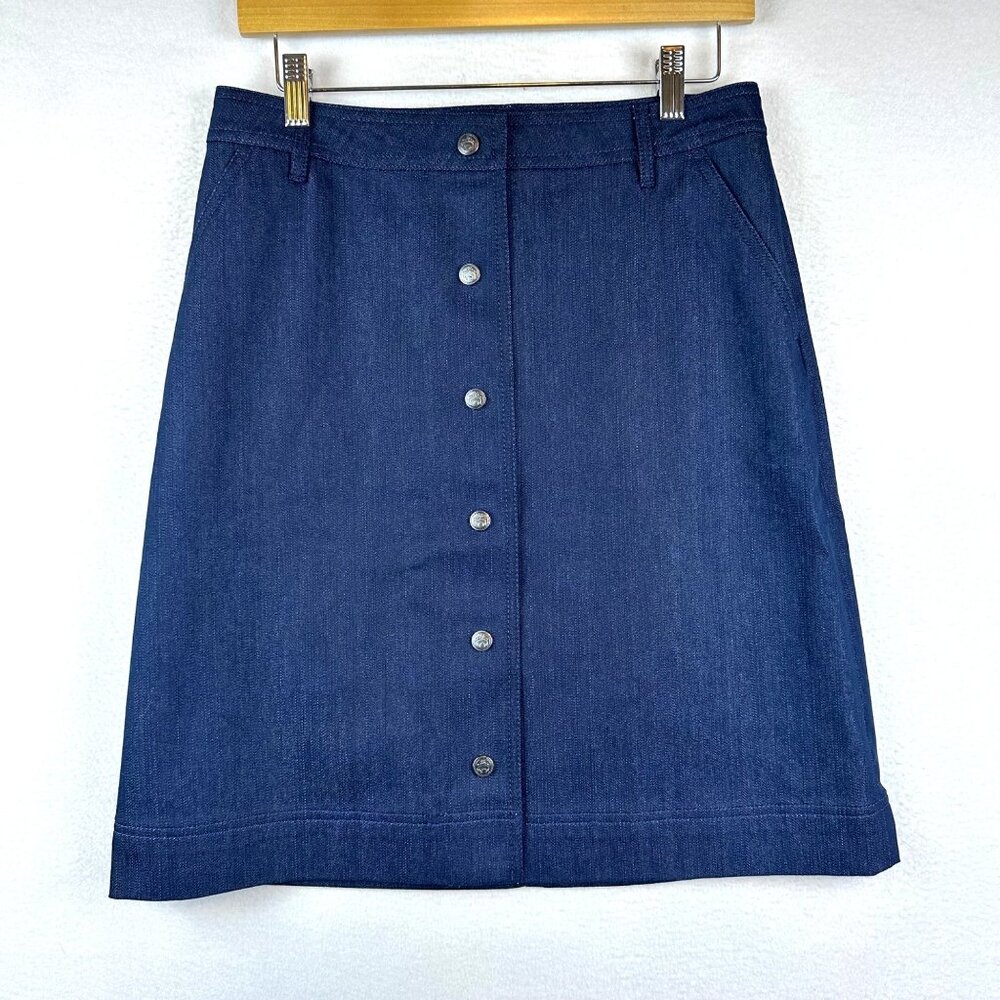 Brooks Brothers Button Denim Chambray Skirts Size 6 Casual Preppy Pinup Classy